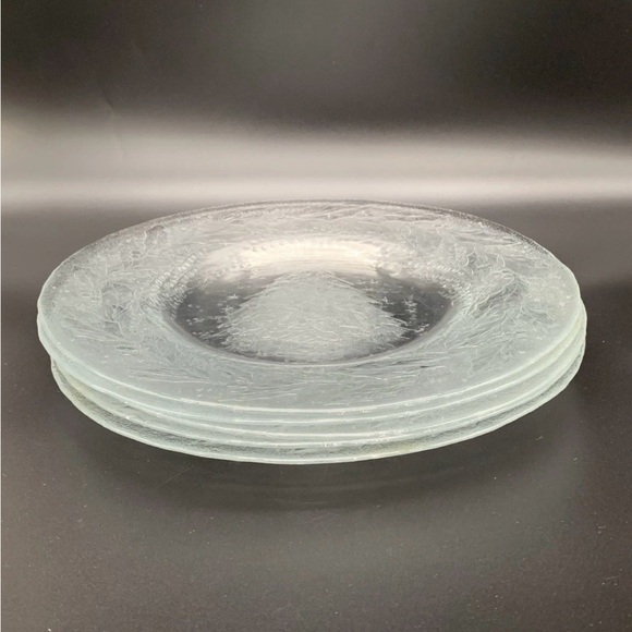 Arcoroc 5 Pcs. Holly Tree Christmas Design Dinner Plates 10.5” Clear Glass Vtg. - Picture 5 of 12